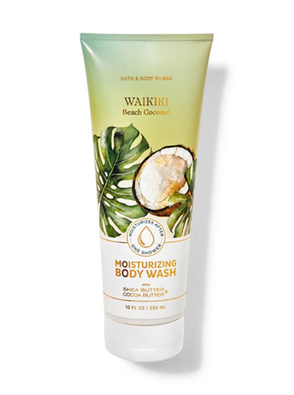 Bath and Body Works Waikiki Beach Coconut bottle pour for a hydrating cleanse.