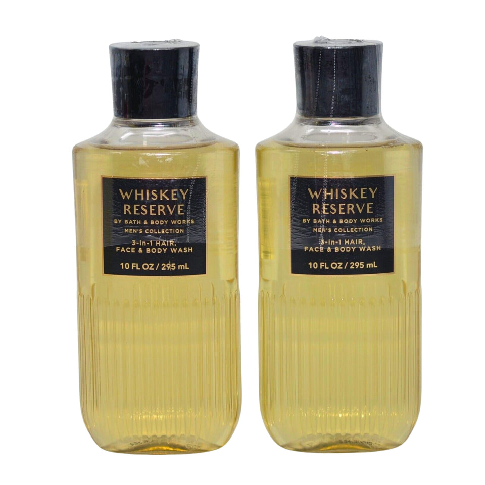 Bath & Body Works Whiskey Reserve shower gel bottle for premium cleansing and uplifting routine.