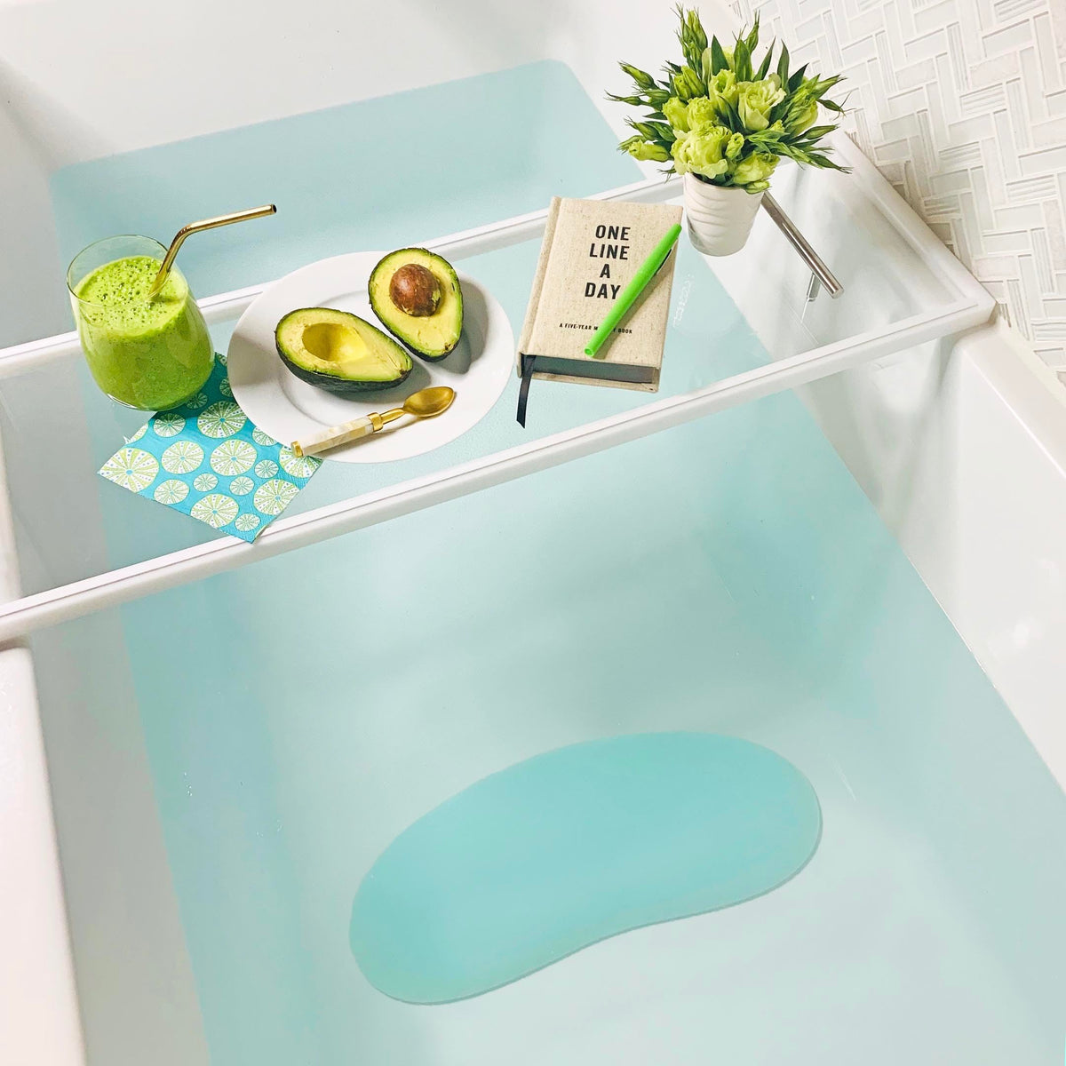 Sea glass design Bath Bean adds a stylish touch to your tub ambiance.