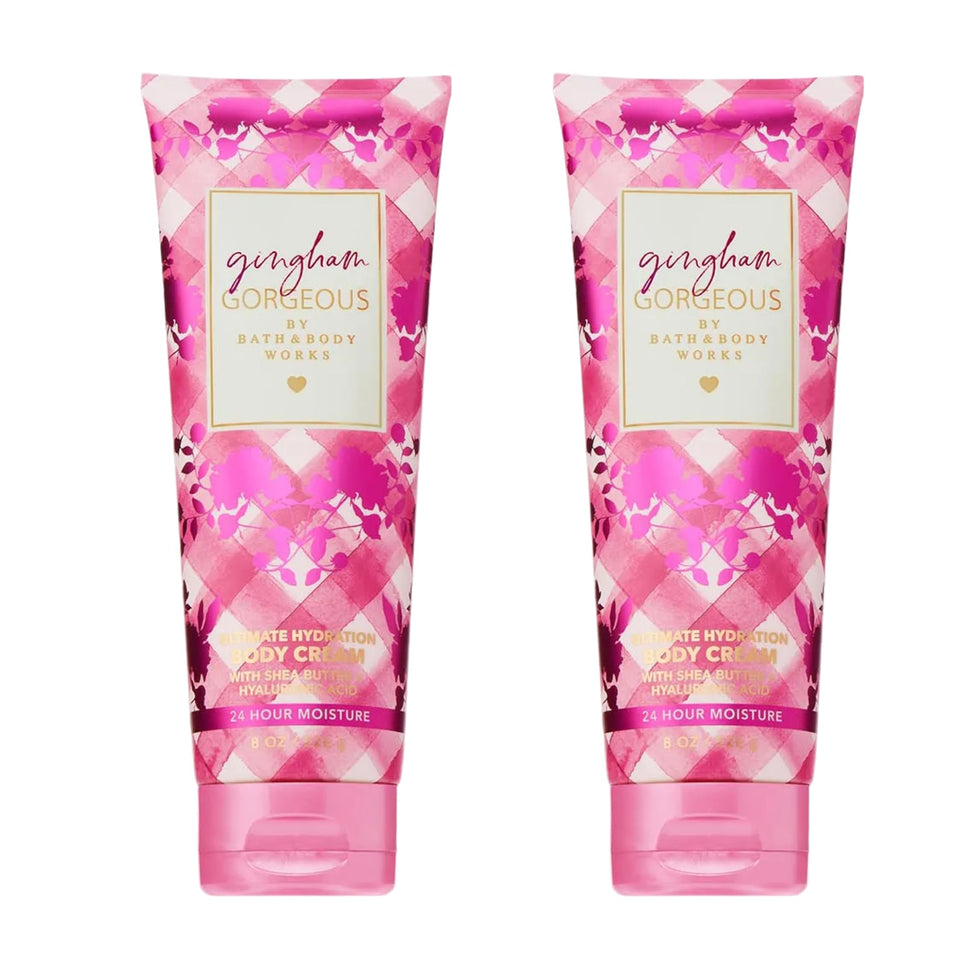 Bath & Body Works Gingham Gorgeous cream jar delivering rich hydration for dry skin.