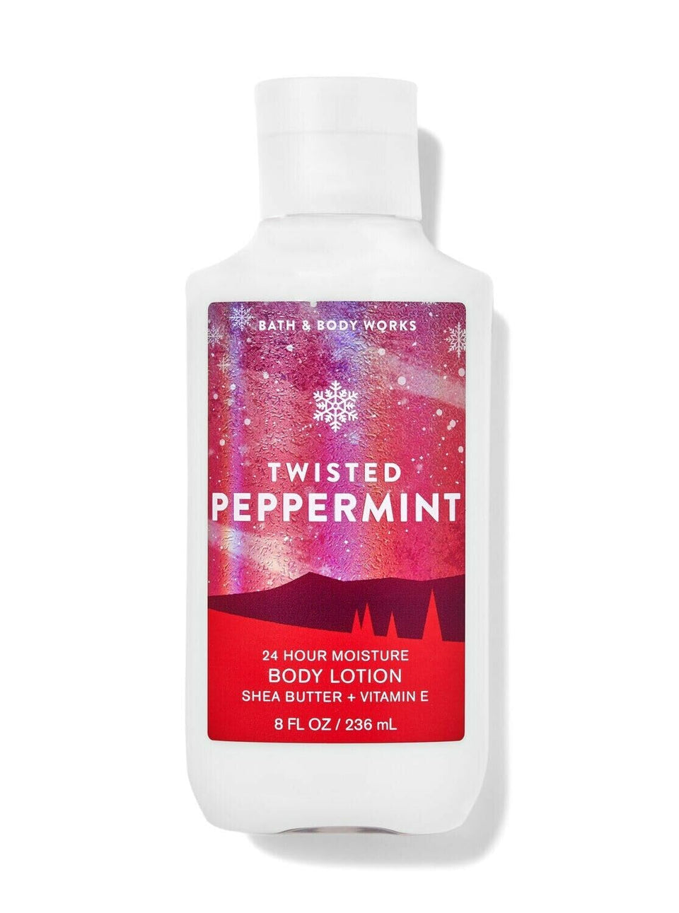 Bath & Body Works Twisted Peppermint bottle for soft, hydrated skin after application
