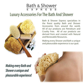 Bath & Shower Express sea wool sponge held in hand during shower