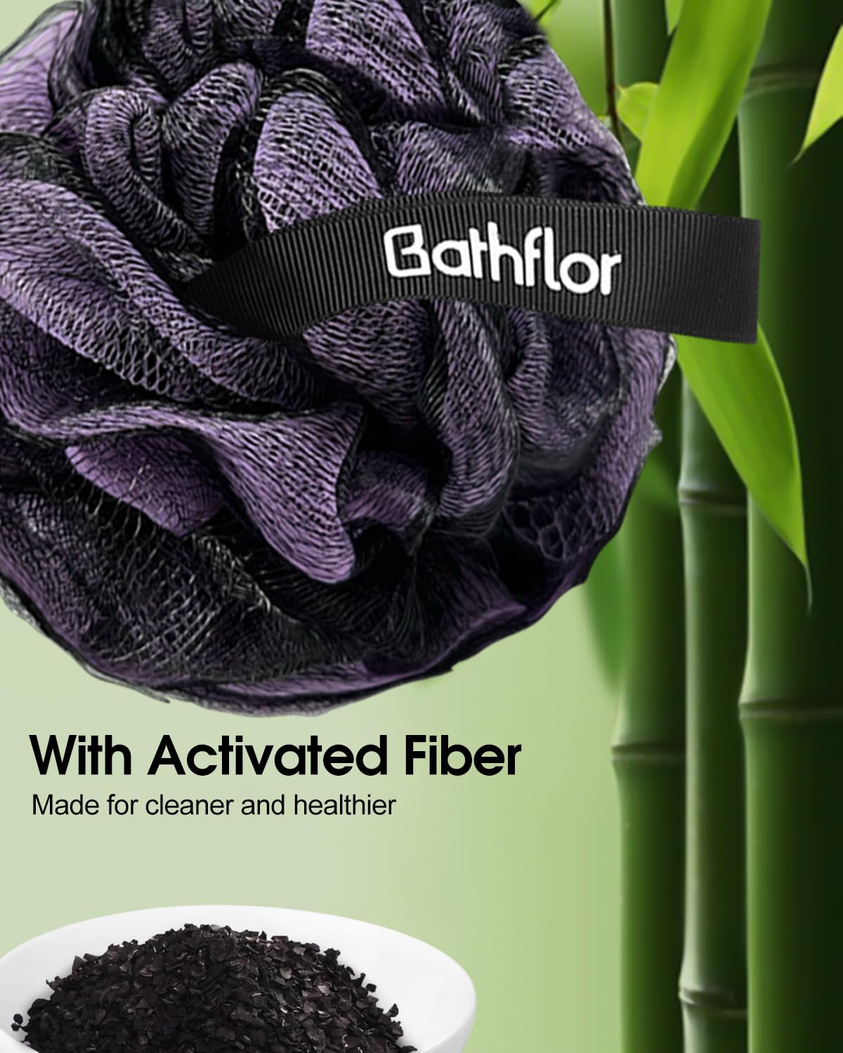 Bathflor extra-large 80g loofah poufs deliver luxurious exfoliation and rich foam.