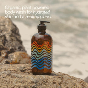 Bathing Culture Break Water label close-up, features organic formula and clean scent.