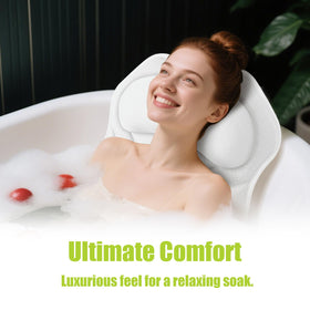 Bathland pillow with 168 suction cups stays securely in place.