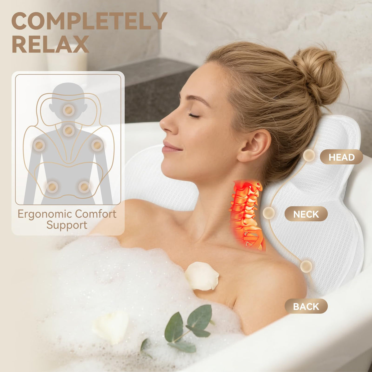 Bathland 3.94-inch headrest – plush, stable support during extended soaks