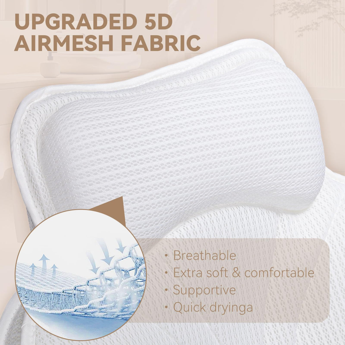 Bathland 5d-mesh-fabric – breathable, quick-drying material keeps pillow fresh