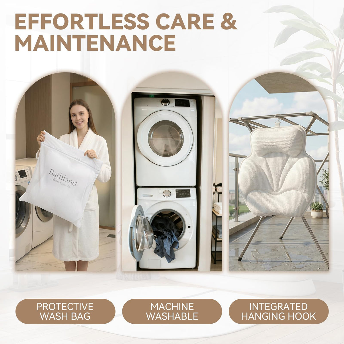 Bathland easy-clean pillow – machine washable for simple care