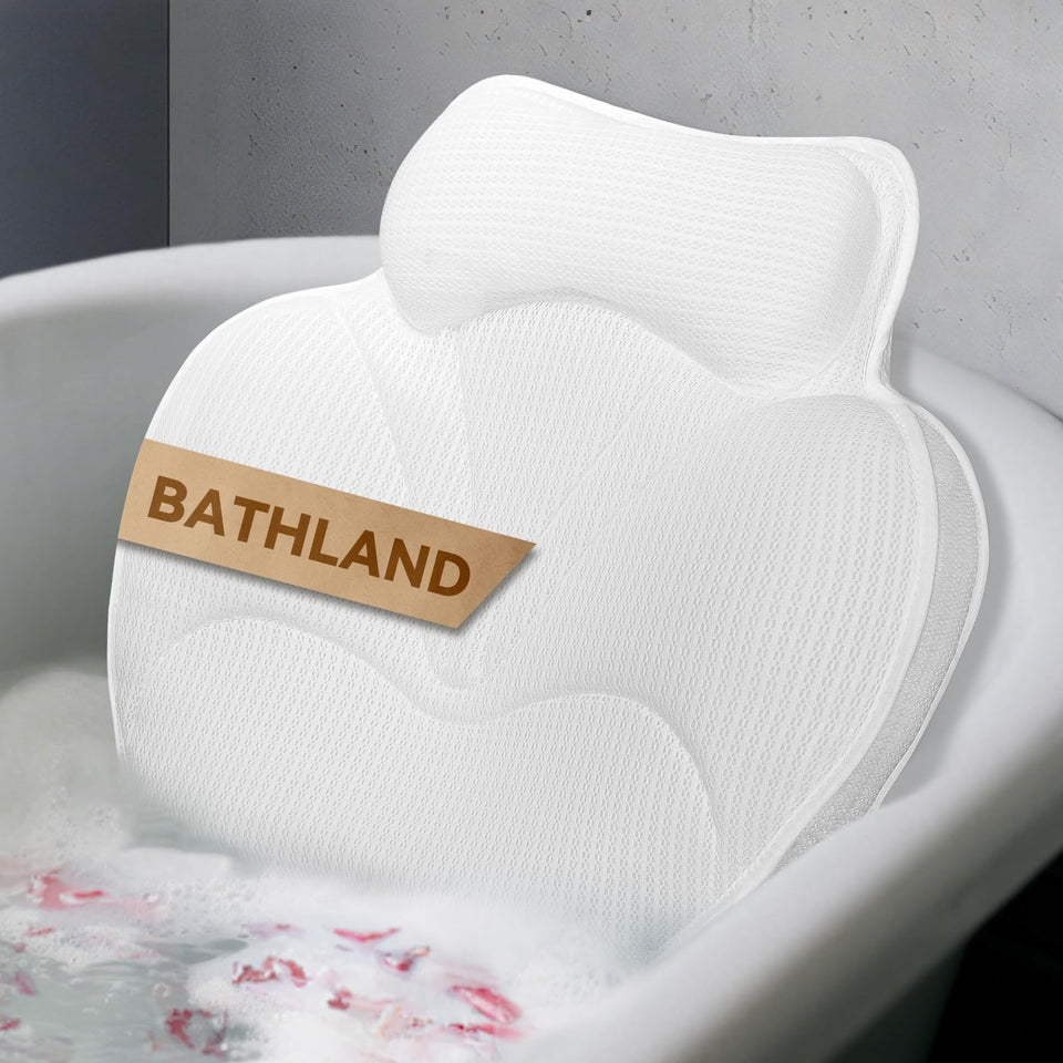Bathland bath pillow for tub – large size supports shoulders and upper back for relaxing soaks
