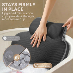 Machine-washable and foldable Bathland pillow with a hanging hook for easy drying.