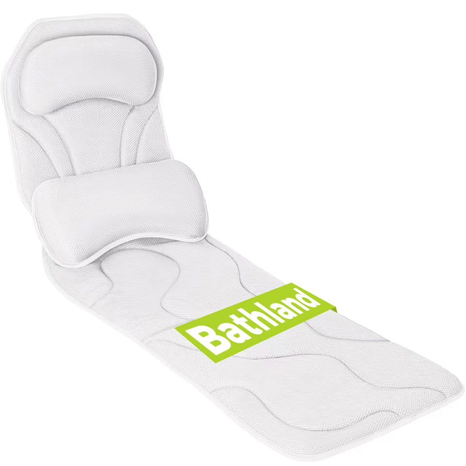 Bathland full body bath pillow provides full-length neck-to-toe support.
