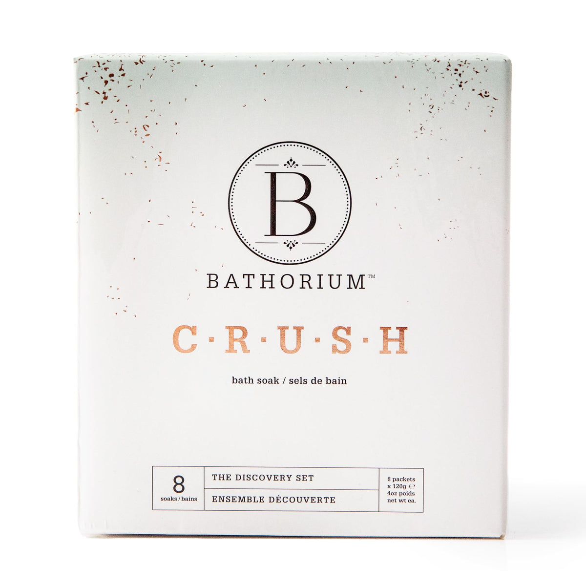 Bathorium Crush Discovery Set packaging showcases a premium gift-ready bath collection.