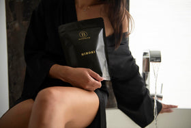 Bathorium Hinoki soak in a tub creating a soothing home ritual.