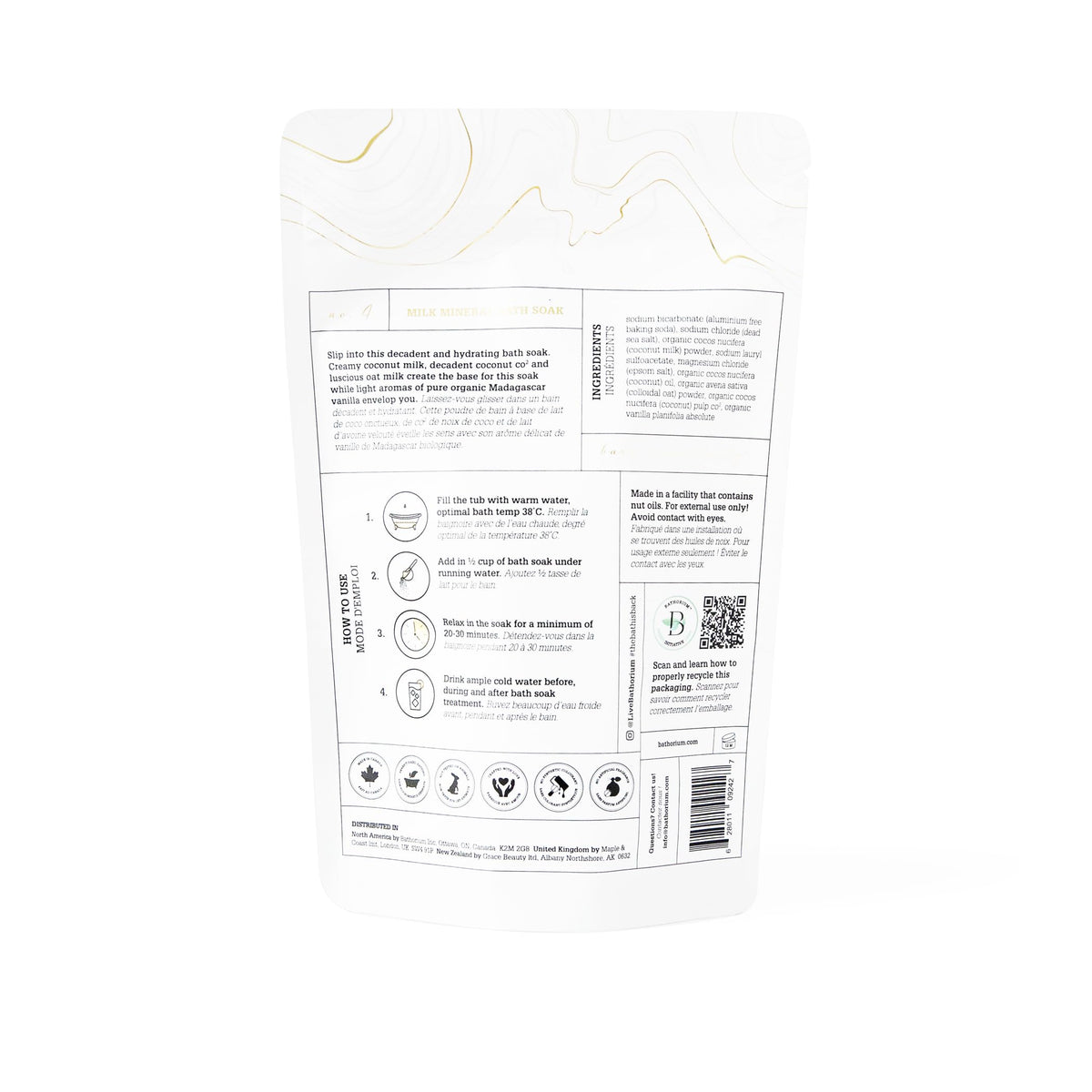 Bathorium Milk Mineral Bath Soak with Dead Sea Salt close-up shows mineral-rich benefits.