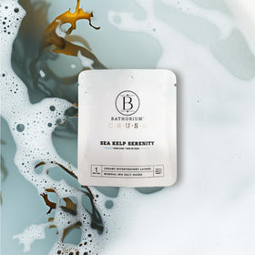 Bathorium single-use 4 oz bag demonstrates mess-free, pre-measured soaking convenience.