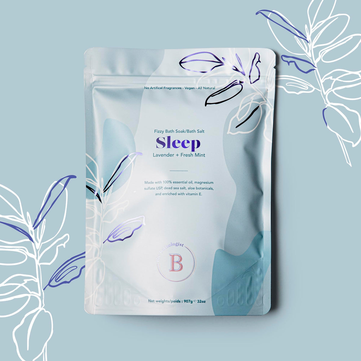 Bathorium Sleep Fizzy in bath water demonstrates mineral-rich soak.