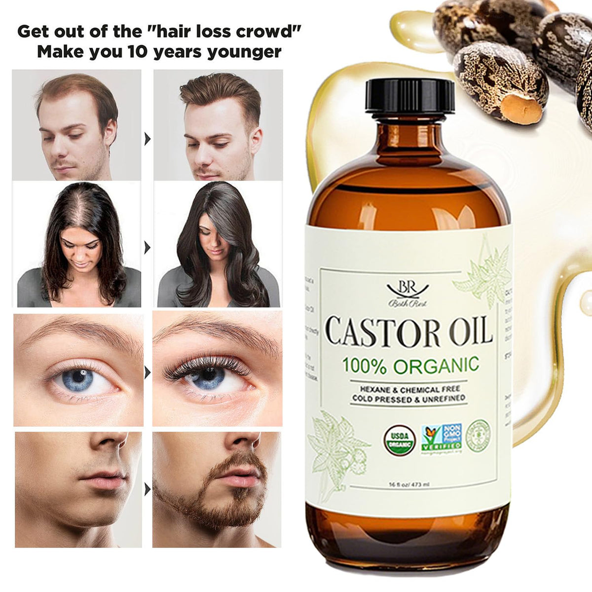 Bathrest castor oil eyelash brow care to condition lashes and brows.