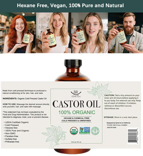 Bathrest castor oil organic USDA-certified for pure, hexane-free formula.