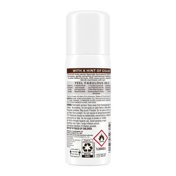 Batiste Dark Hair dry shampoo refreshes hair with body and texture
