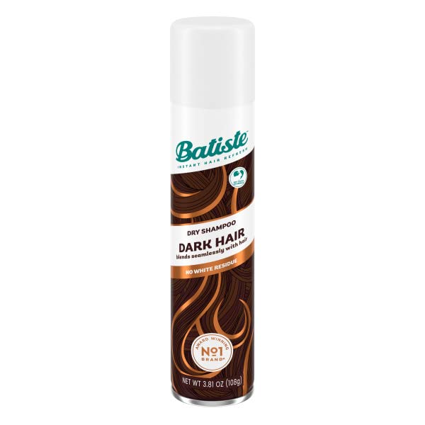 Batiste Dark Hair dry shampoo spray at roots for color-treated blends
