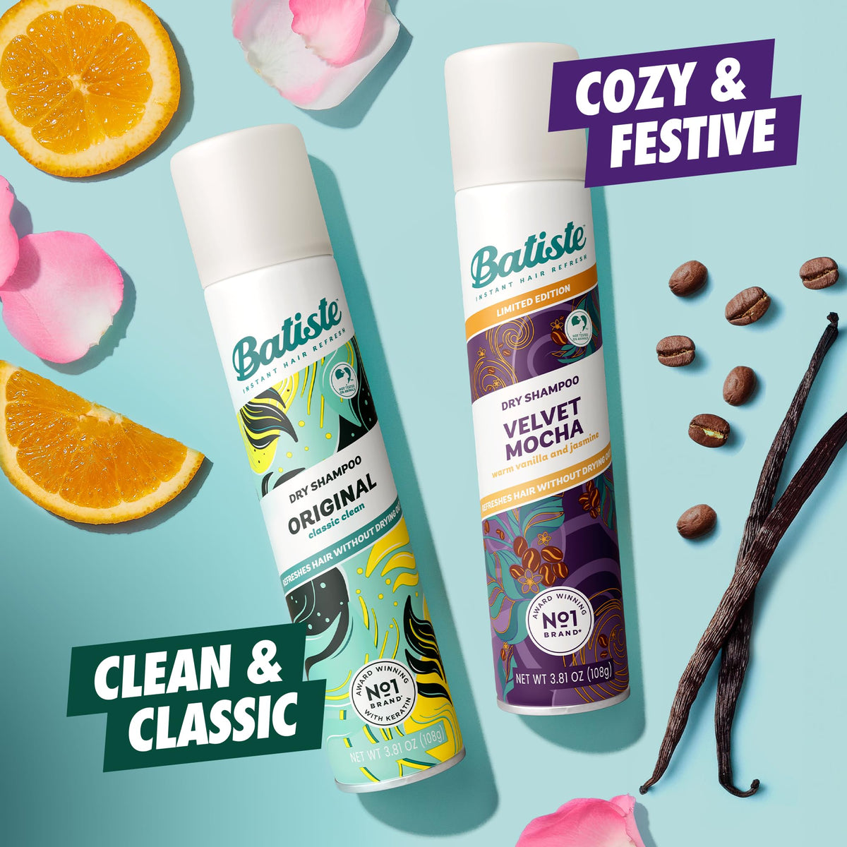 Batiste Holiday Duo can top view highlighting portable hair refresh