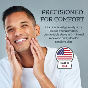 Battle Brothers universal-fit DE blades ready for standard safety razors.