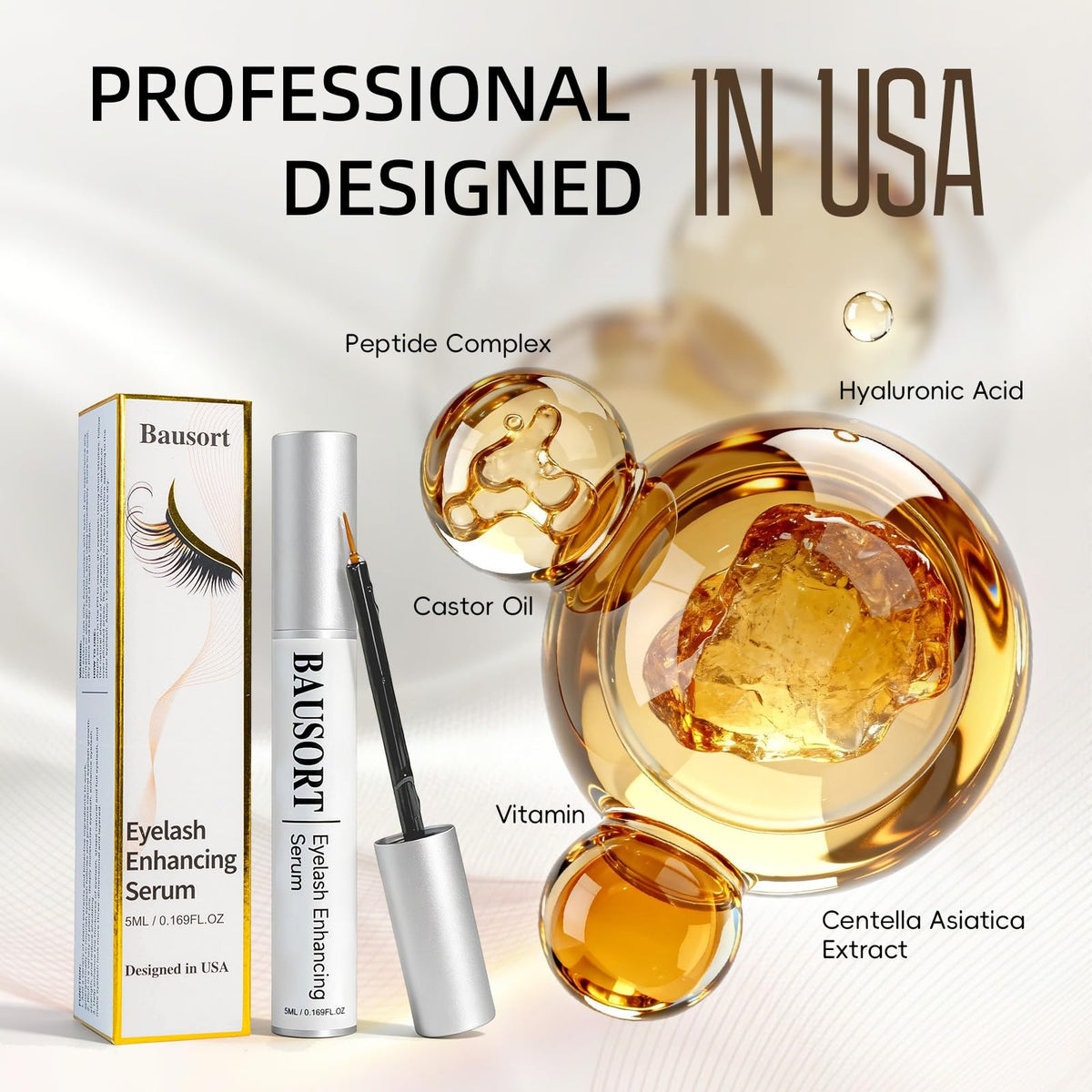 Bausort Lash Serum safe to use with lash extensions along the lash line