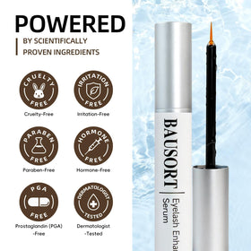 Bausort Lash Serum tube packaging highlighting premium formula