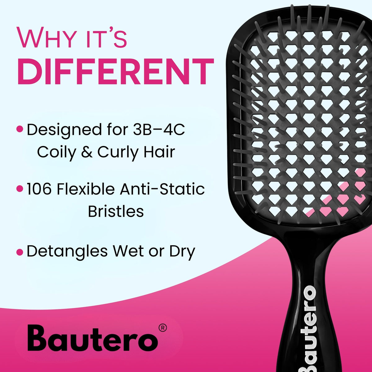 Bautero Detangler Brush on dry hair for quick touch-ups with minimal frizz
