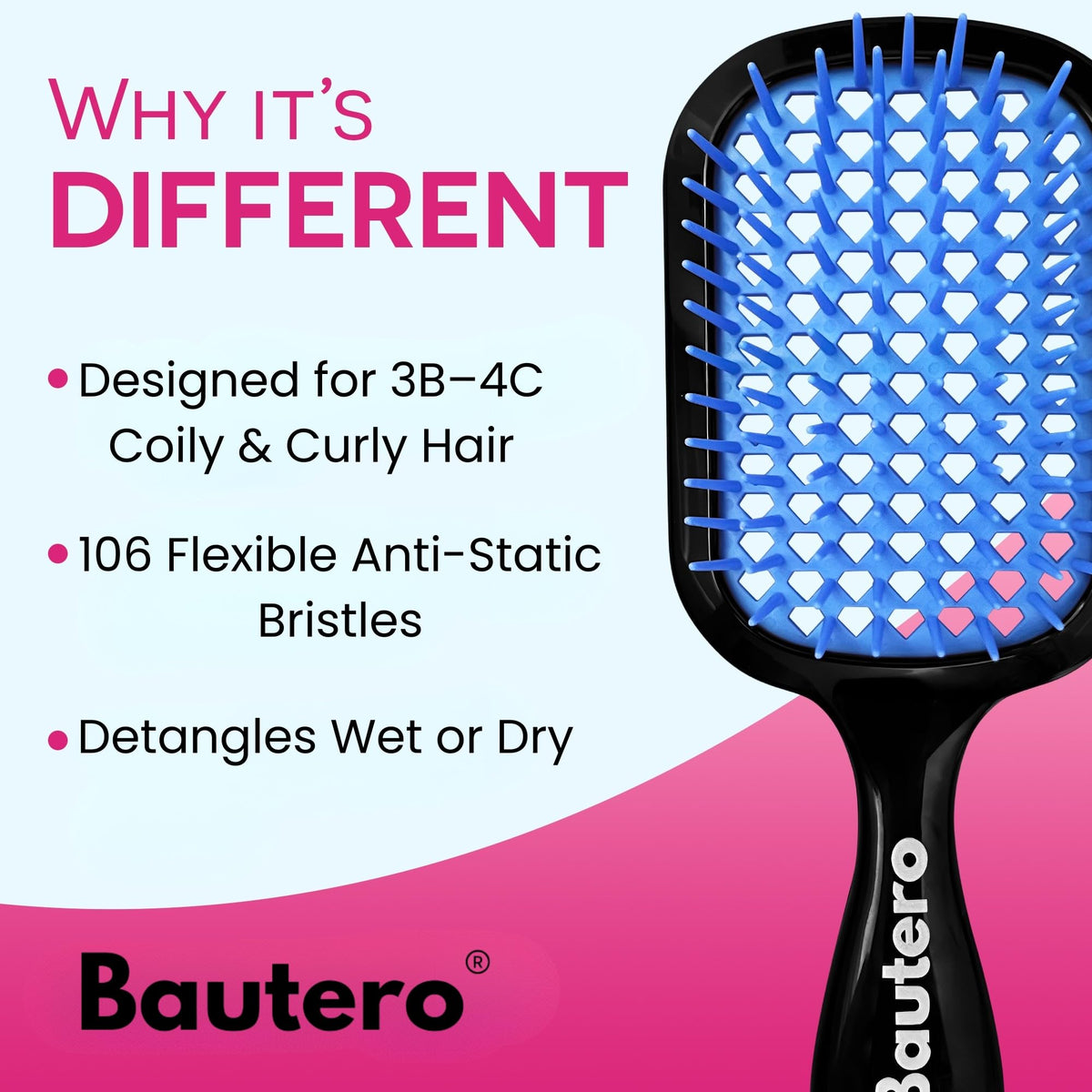 Bautero Detangler Brush lightweight design ideal for travel days