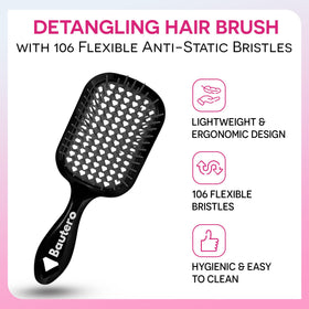 Bautero Detangler Brush vented backless cushion promotes airflow during brushing