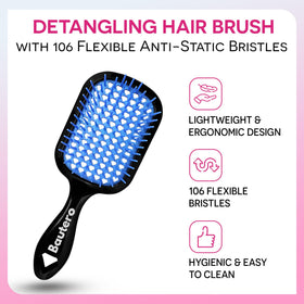 Bautero Detangler Brush used on wet hair for maximum slip and gentle detangling
