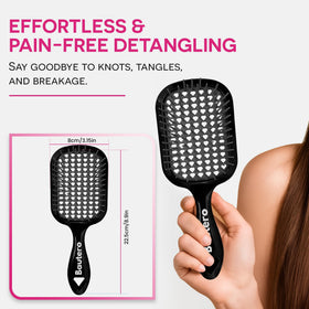 Bautero Detangler Brush on wet hair for maximum slip and smooth detangling