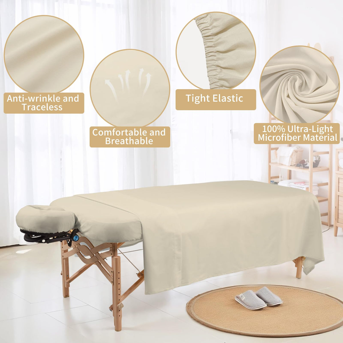 Bavlesfuire face rest cover beige keeps the table looking clean.