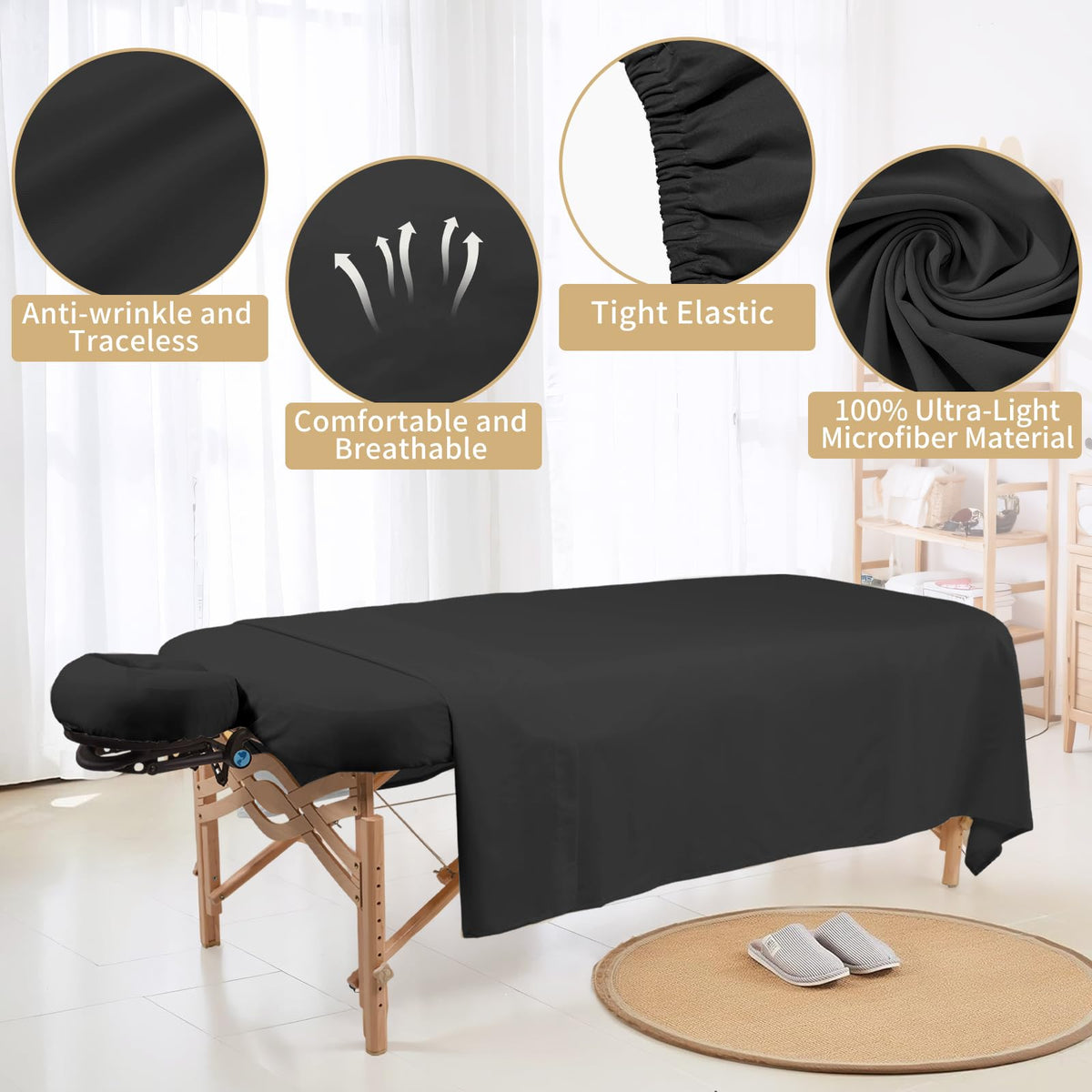 Bavlesfuire fitted face rest cover on standard massage cradles.
