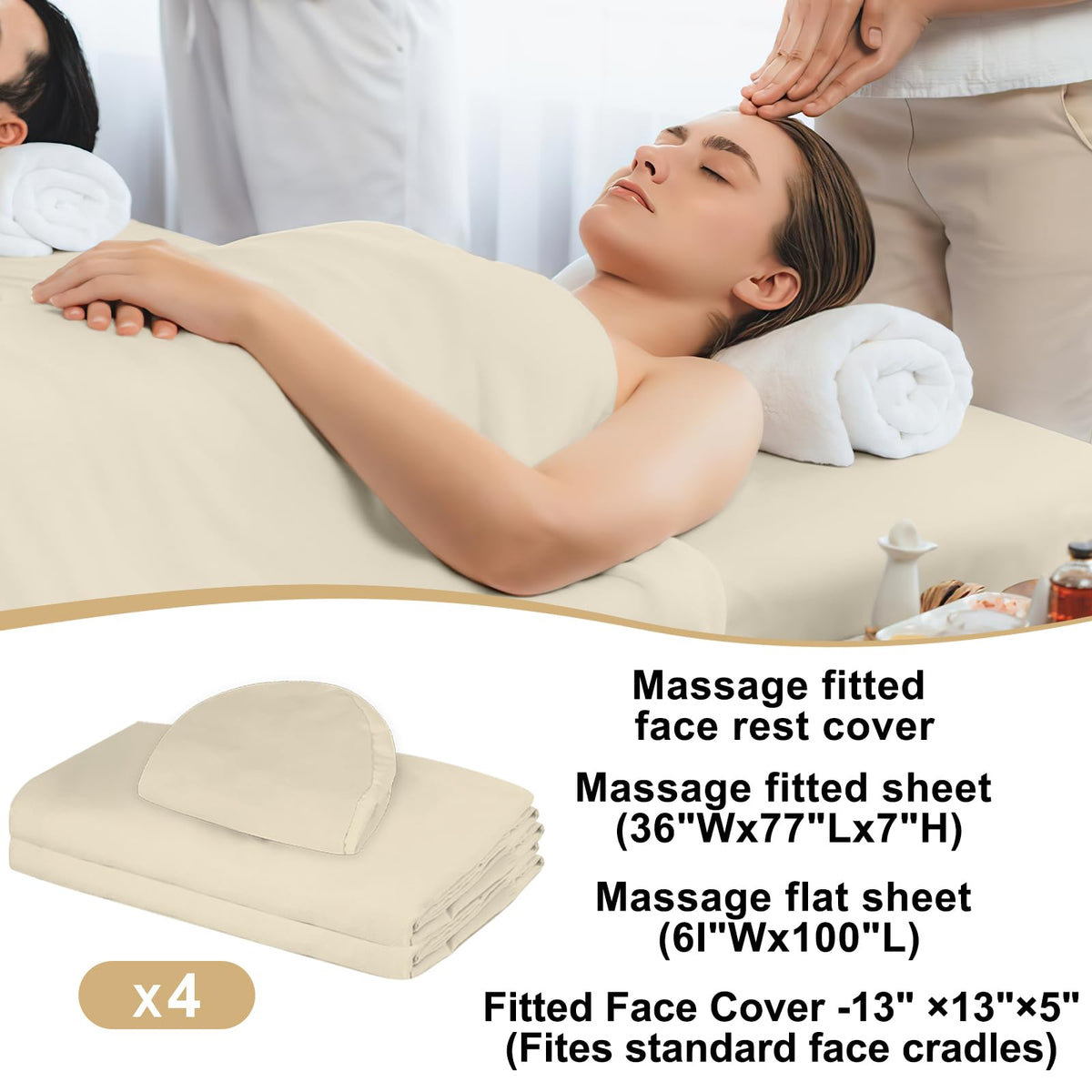 Bavlesfuire fitted sheet with elastic edge ensures snug fit on standard tables.
