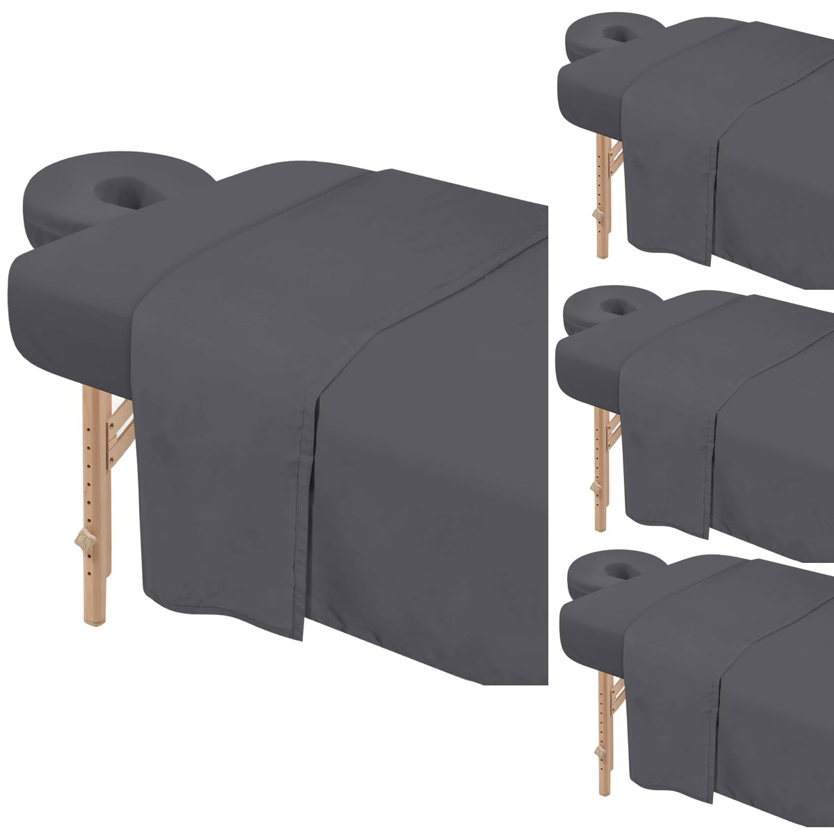 Bavlesfuire four-set sheets on massage table for quick setup and professional appearance.