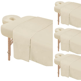 Bavlesfuire massage table sheets in beige deliver soft microfiber comfort for sessions.