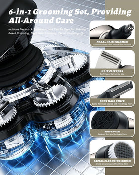 Bawldy 9.0 Ultra Shaver 6-in-1 kit for head, beard, nose, and more.