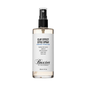 Baxter of California Clay Effect Style Spray bottle close-up, delivering strong hold and textured finish.