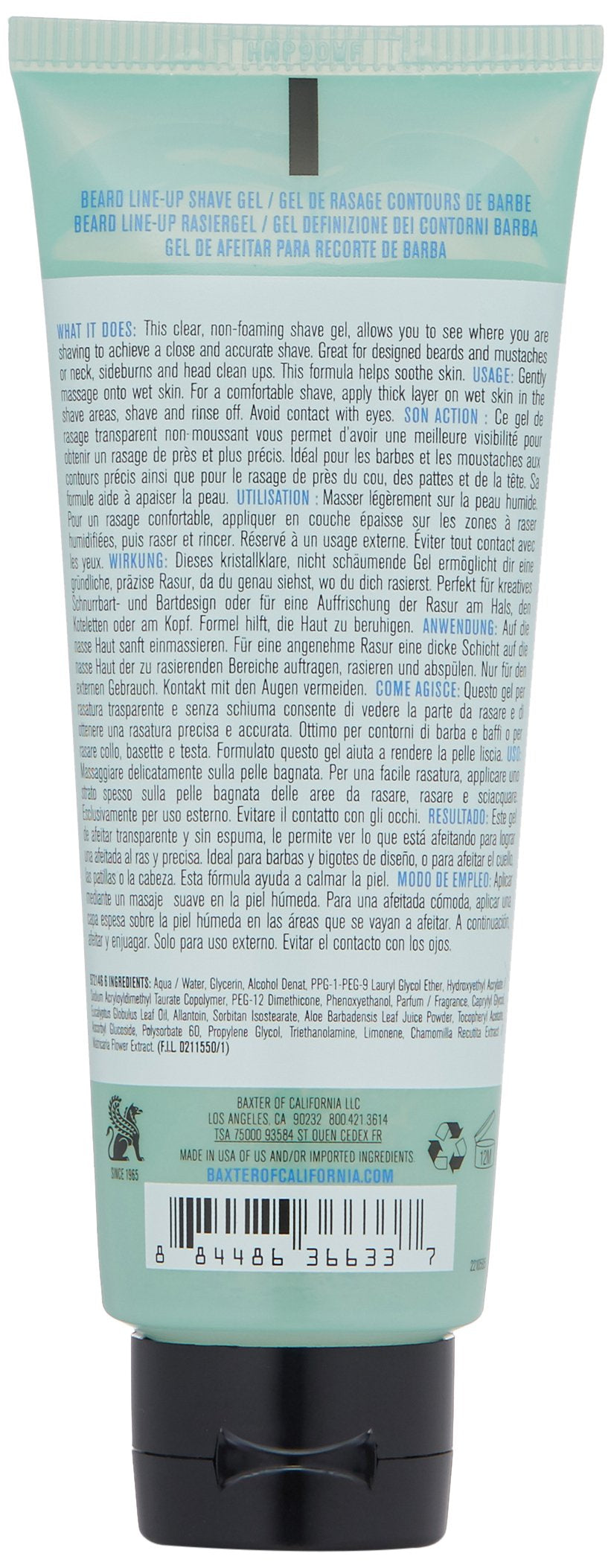 Baxter of California clear gel on skin for neck line control