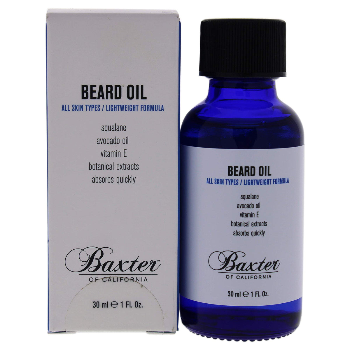 Baxter of California beard oil bottle 1 oz moisturizes facial hair.