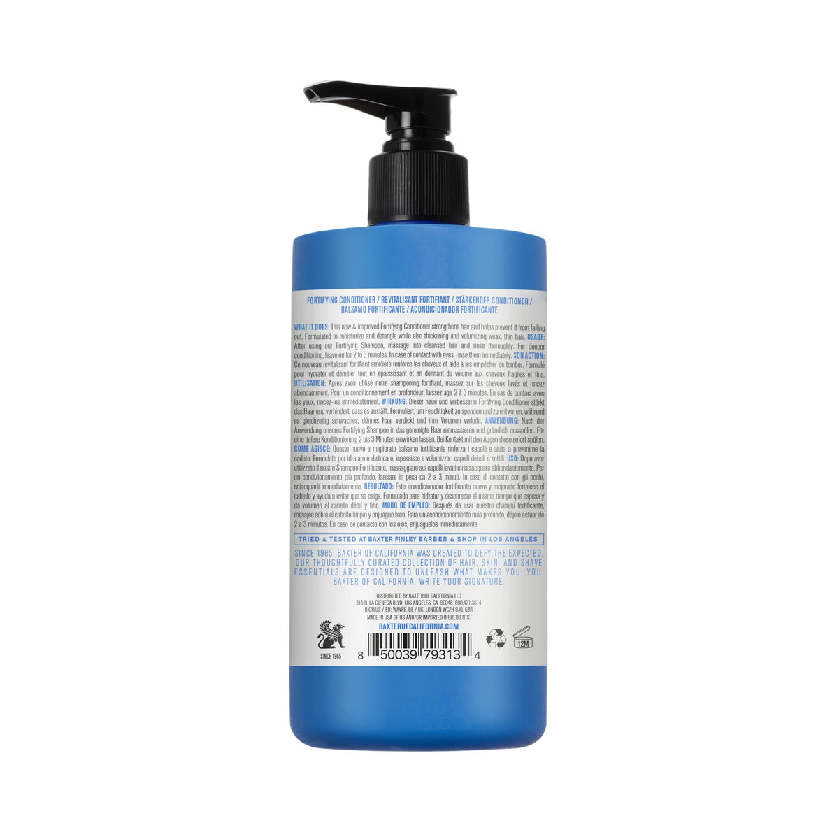 Baxter of California Daily Complete Care Shampoo label close-up with dermatologist-tested claim.