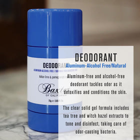 Baxter of California Original Citrus and Herbal Musk deodorant highlights a transparent gel glide