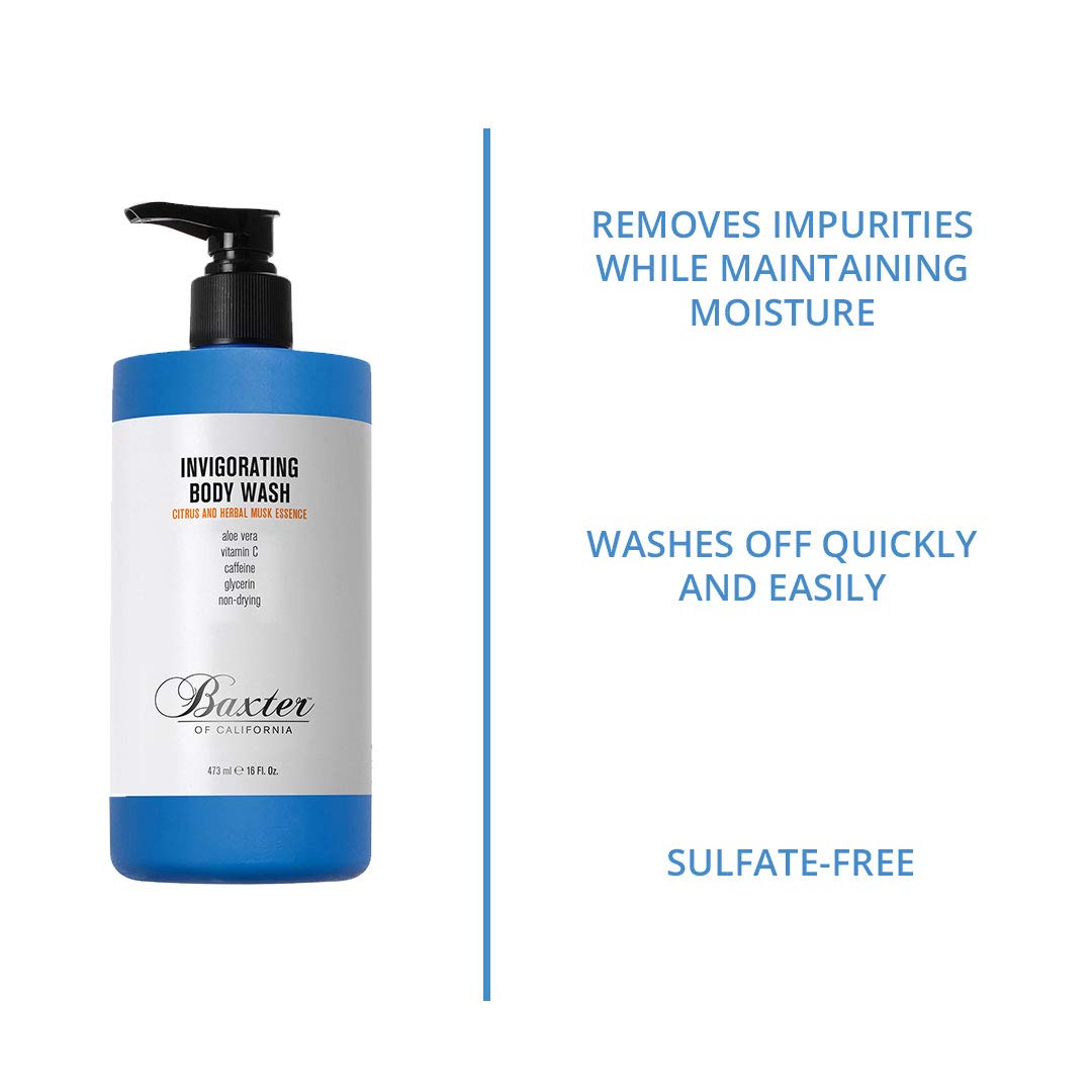 Shower scene features blue-green bottle and fresh citrus-herbal musk aroma