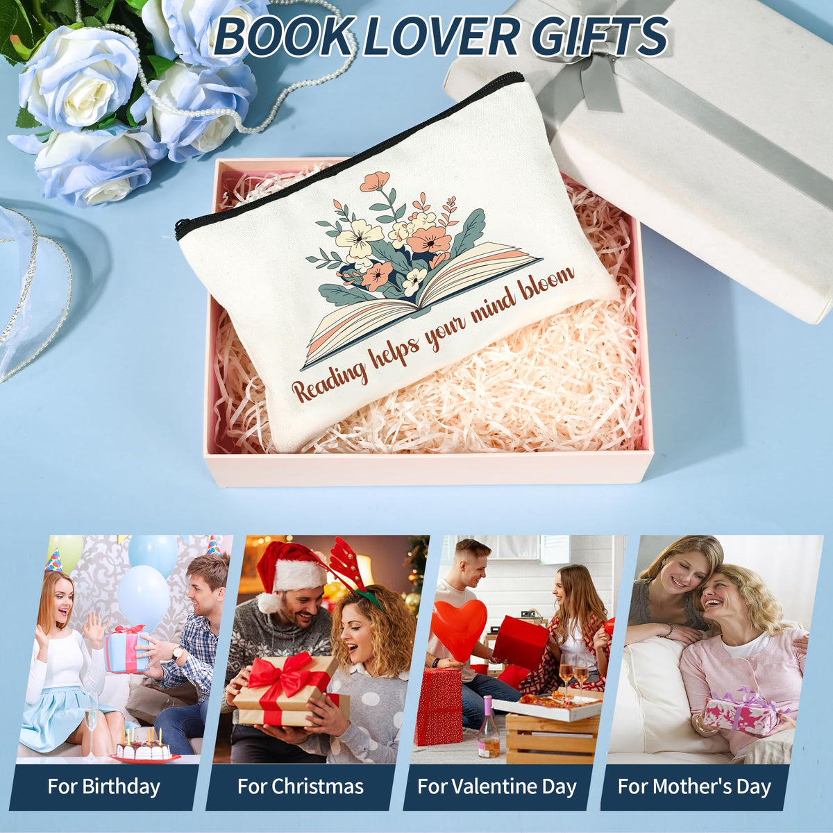 Bayelove reading-themed cosmetic bag encourages daily routines.
