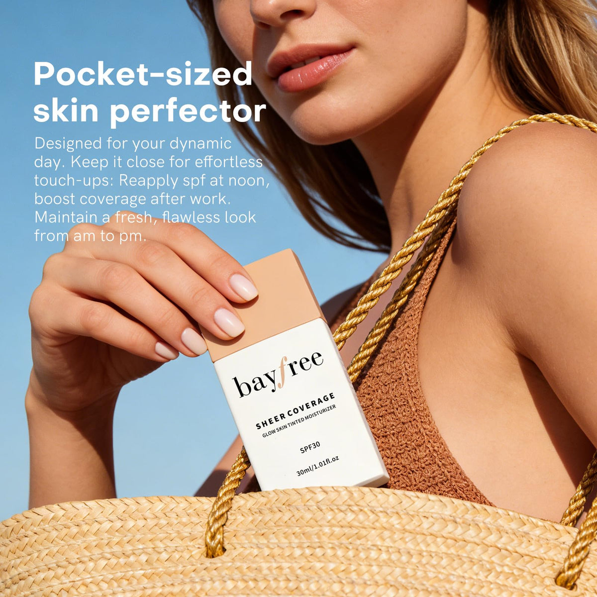 Bayfree packaging emphasizes clean, vegan, cruelty-free formula.