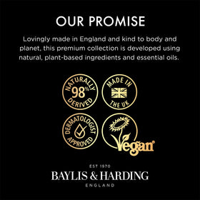 Graphic highlighting lemongrass and ginger organic ingredients in Baylis & Harding product