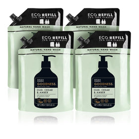 Baylis & Harding Goodness Oud Cedar & Amber refill bottle for soft, cleansed hands.