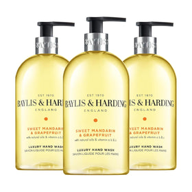 Baylis & Harding hand soap bottle pour detail for easy dispensing